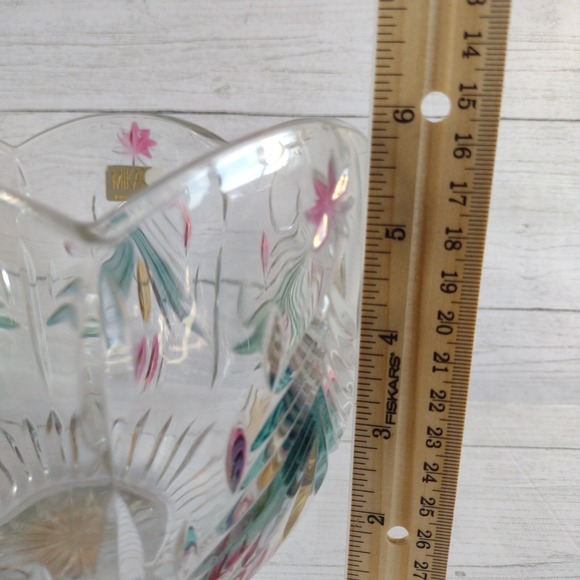 Mikasa Festive Holiday Crystal 8 in Bowl Colored Etched Christmas Trees Stars - Picture 4 of 7